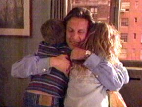 Sasha Pieterse and Jimmy Pinchak hug Gary Cole in Family Affair